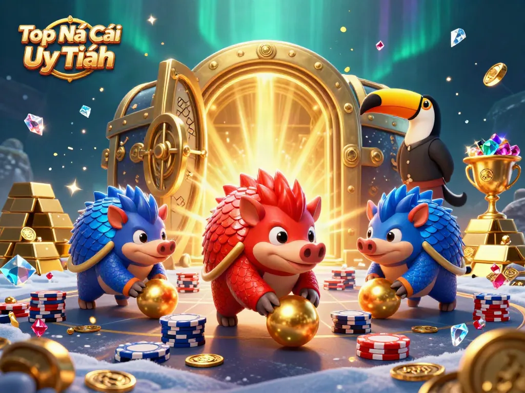 Experience the excitement of Top Nhà Cái Uy Tín with rivals rolling through poker chips in a vibrant casino scene.