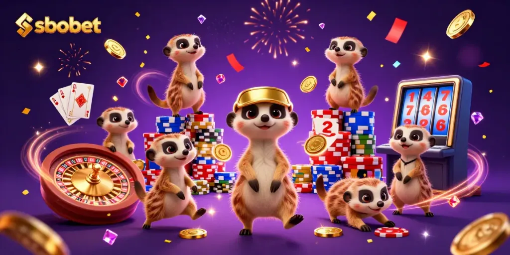 Experience thrilling sbobet sports betting action with a dynamic meerkat casino scene.