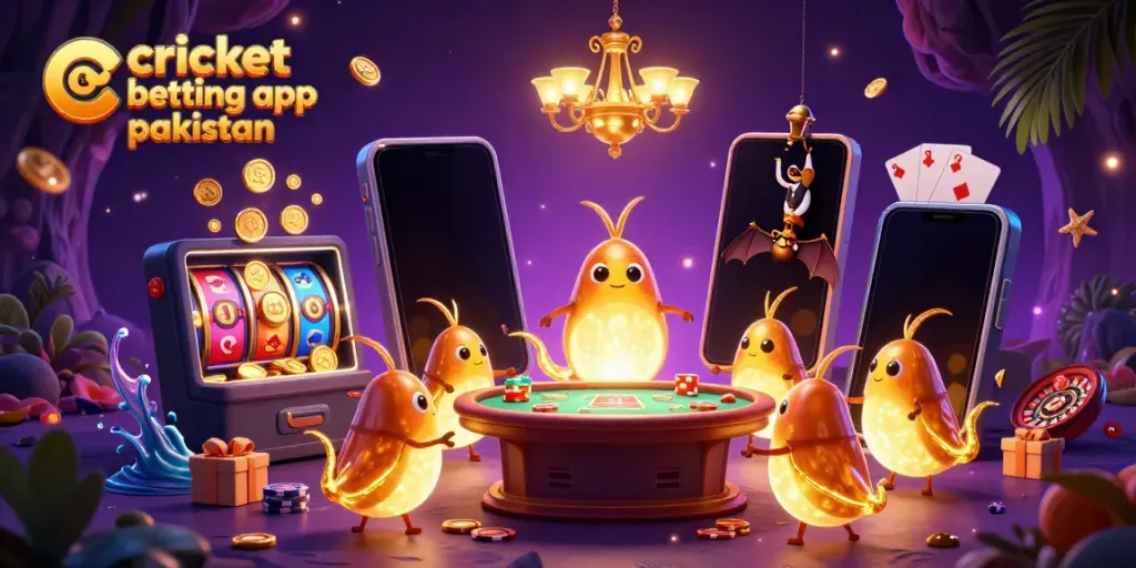 Experience the excitement of the cricket betting app Pakistan with vibrant glowworms and engaging game elements.