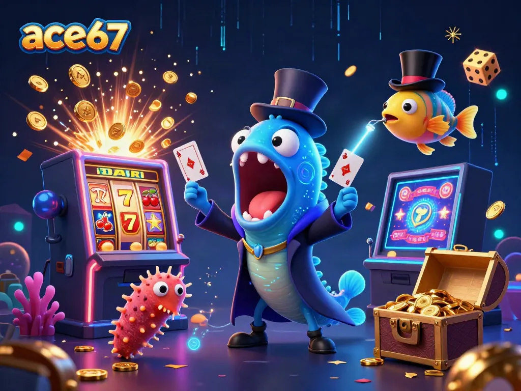 Experience ace67 with a magical underwater casino scene featuring vibrant games and enchanting characters.