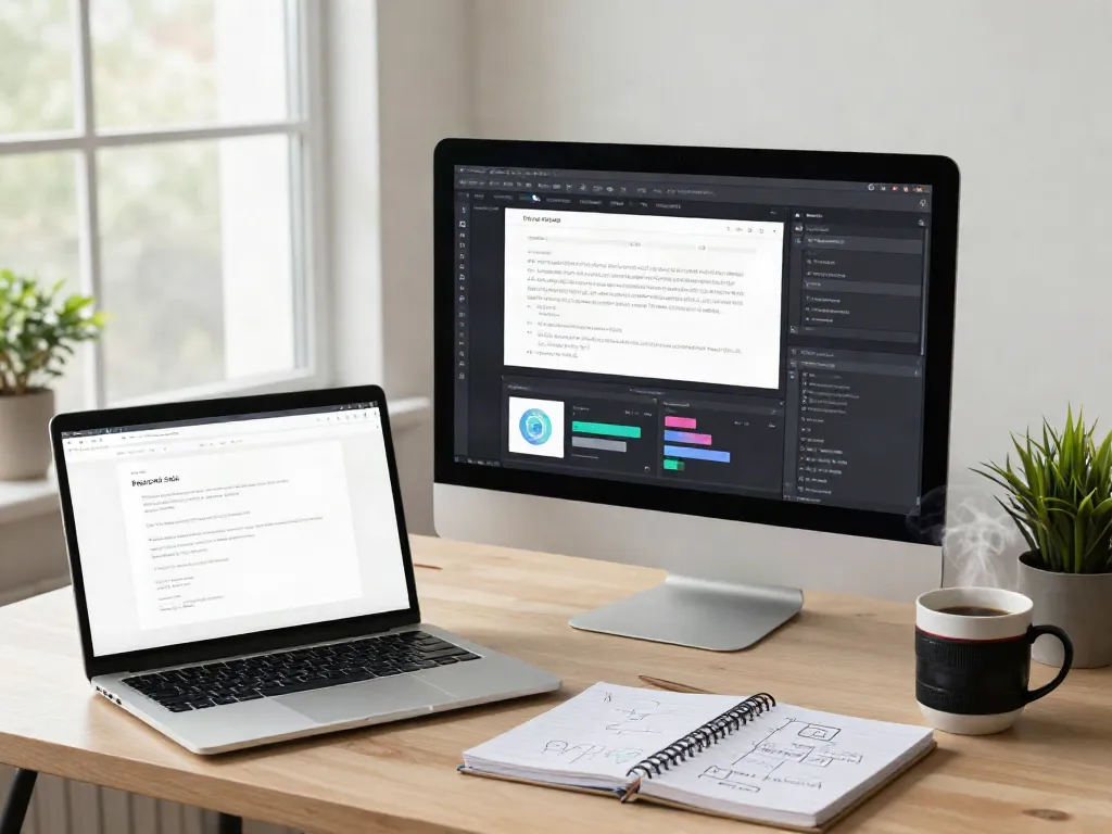 Editor reviewing AI tools for blog articles in a modern workspace
