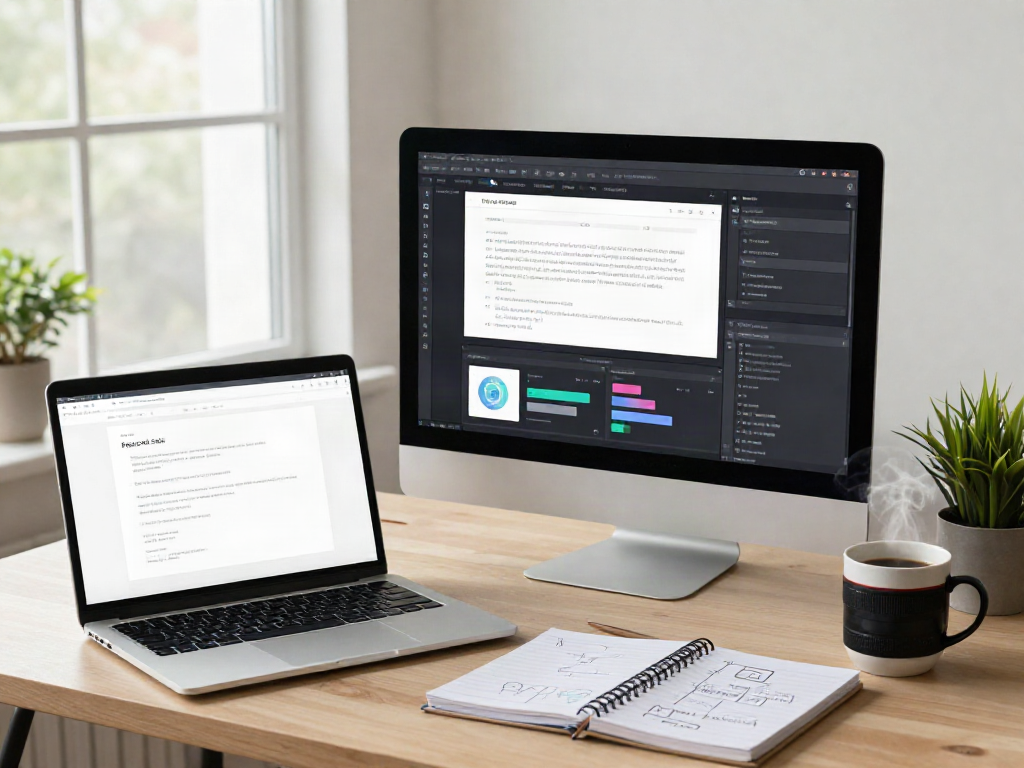 Editor reviewing AI tools for blog articles in a modern workspace