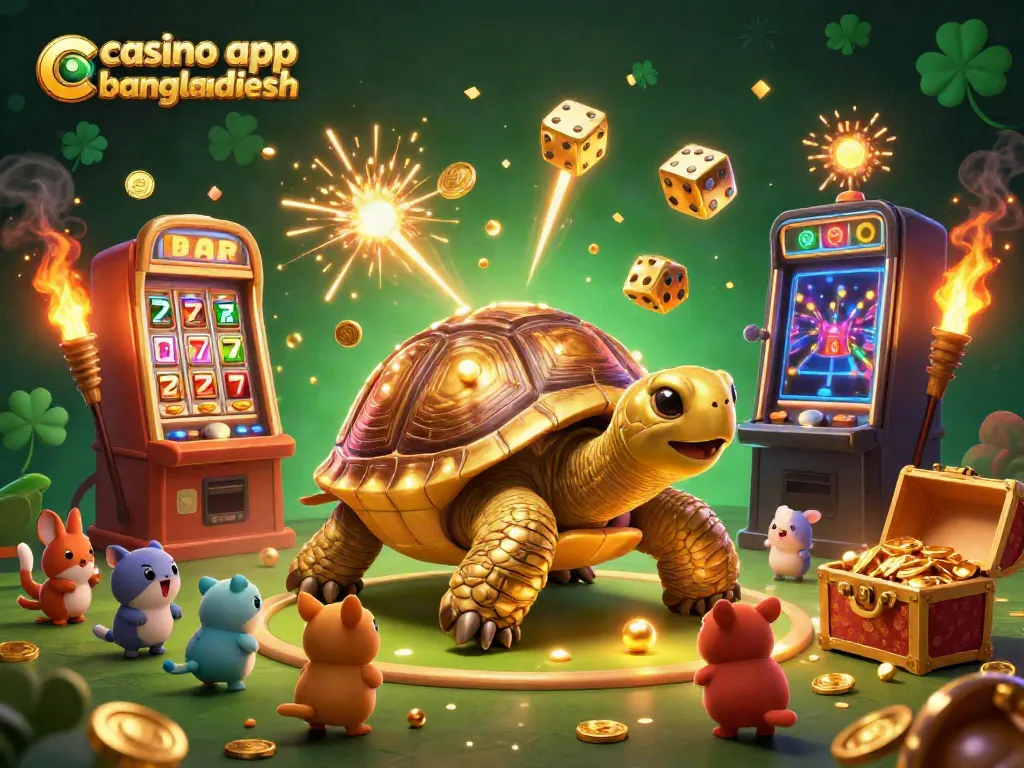 Experience exciting games with the casino app bangladesh shown in a vibrant 3D illustration featuring a massive jackpot.