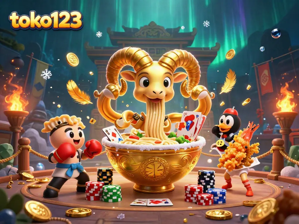 Engage in thrilling games at toko123 with vibrant characters and exciting casino elements filling the scene.