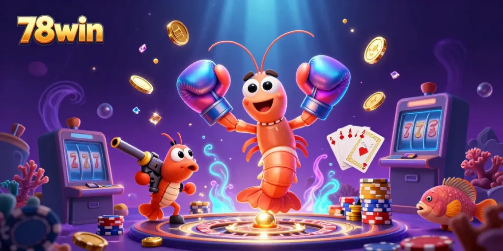Experience thrilling gameplay with 78win in a vibrant online casino scene, featuring colorful characters and dynamic elements.