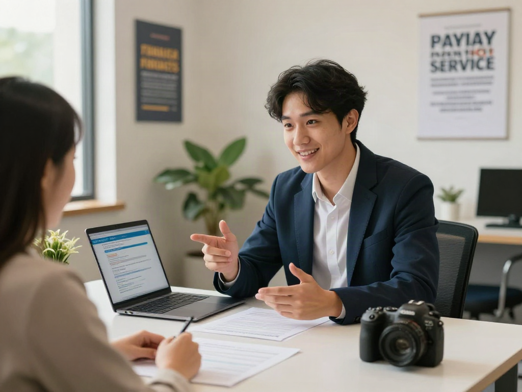 Payday Loans Co consultation in a professional office setting, showcasing financial services.