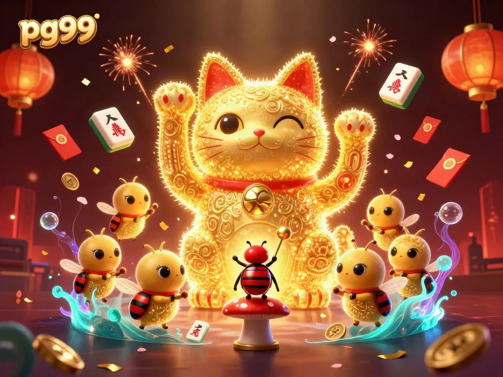 Experience the vibrant atmosphere of pg99 with a dynamic lucky cat and casino symbols