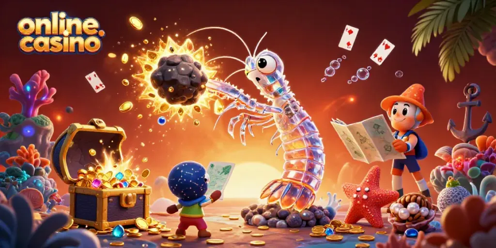 Experience thrilling action in an online casino scene packed with vibrant characters and elements.
